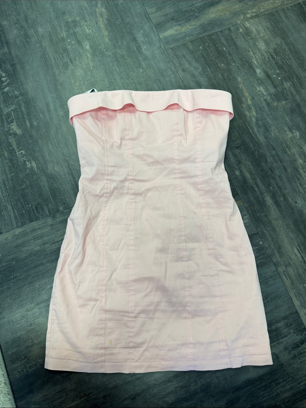 Lovers + Friends Strapless Pale Pink Ruffle-Top Dress